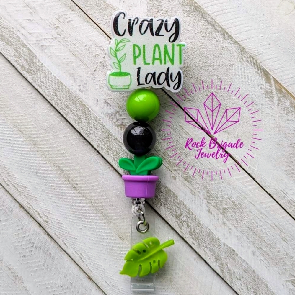 MTO NEW Crazy Plant Lady Badge Reel ID Holder